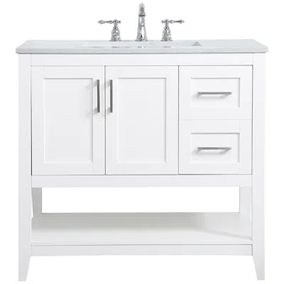 Elegant Lighting Vaedra 36" Wide White Wood 3-door Single Sink Vanity