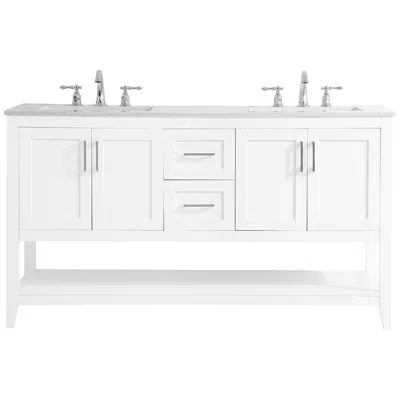 Elegant Lighting Vaedra 60" Wide White 2-drawer 4-door Double Sink Vanity