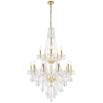 Elegant Lighting Verona 15 Lt Gold Chandelier Clear