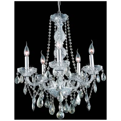 Elegant Lighting Verona 5 Lt Chrome Chandelier Golden Teak