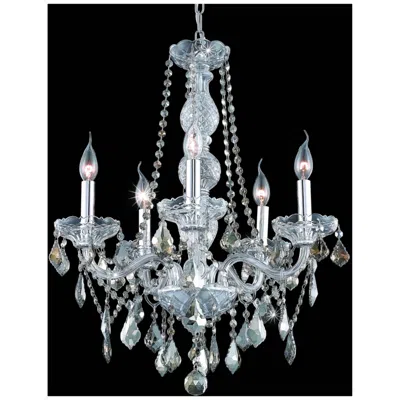 Elegant Lighting Verona 5 Lt Chrome Chandelier Golden Teak