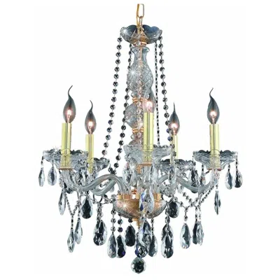 Elegant Lighting Verona 5 Lt Gold Chandelier Clear