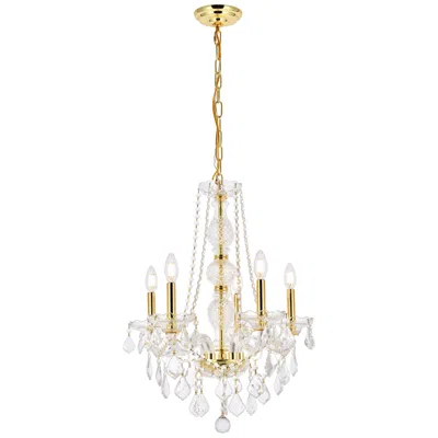 Elegant Lighting Verona 5 Lt Gold Chandelier Clear