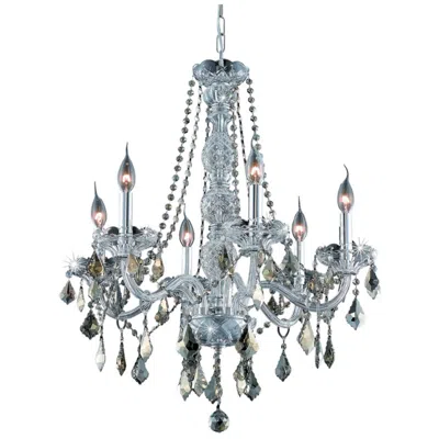 Elegant Lighting Verona 6 Lt Chrome Chandelier Golden Teak