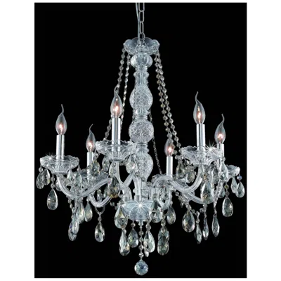 Elegant Lighting Verona 6 Lt Chrome Chandelier Golden Teak
