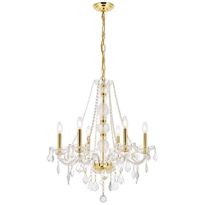 Elegant Lighting Verona 6 Lt Gold Chandelier Clear
