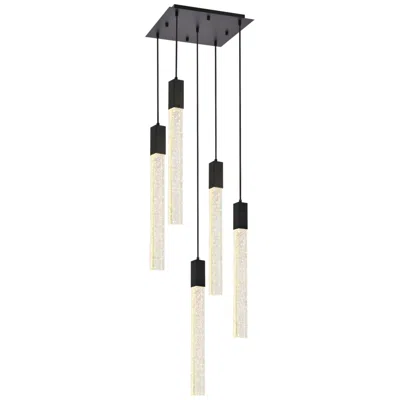 Elegant Lighting Weston 16" Wide Black Metal Crystal 5-light Pendant