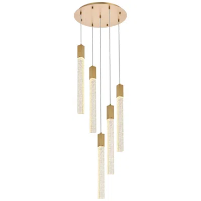 Elegant Lighting Weston 20" Wide Satin Gold Metal Crystal 5-light Pendant