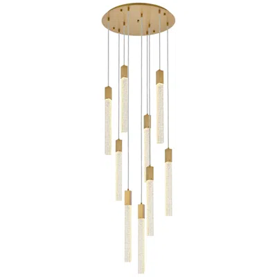 Elegant Lighting Weston 24" Wide Satin Gold Led Multi-light Pendant