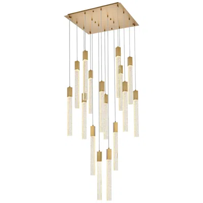 Elegant Lighting Weston 30" Wide Satin Gold Multi-light Led Pendant