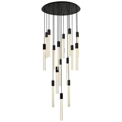 Elegant Lighting Weston 36" Black Crystal Raindrops 16-light Pendant