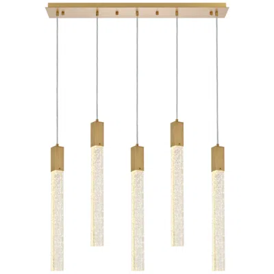 Elegant Lighting Weston 36" Wide Satin Gold 5-light Led Linear Pendant