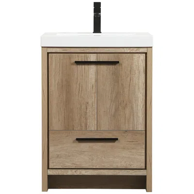 Elegant Lighting Wyatt 24" Wide Natural Oak Single Sink Bathroom Vanity