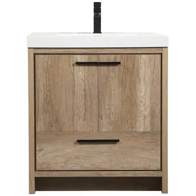 Elegant Lighting Wyatt 30" Wide Natural Oak Single Sink Bathroom Vanity