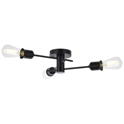 Elegant Lighting Xavier 3 Lts Flush Mount In Black