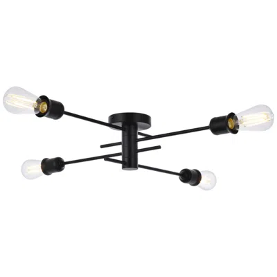 Elegant Lighting Xavier 4 Lts Flush Mount In Black