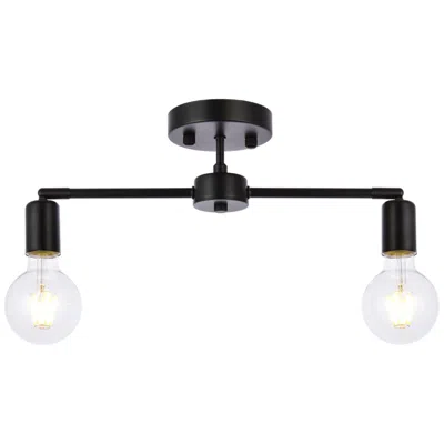 Elegant Lighting Zane 2 Lts Black Flush Mount
