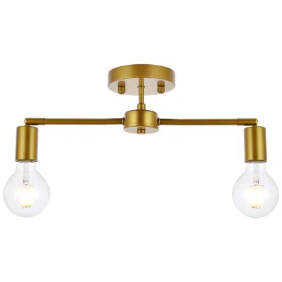 Elegant Lighting Zane 2 Lts Brass Flush Mount