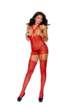 Elegant Moments Crochet Camisette With Open But And Matching Stockings. In Red