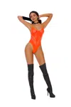 Elegant Moments Crochet Lace Teddy With Cut Out Design. In Orange