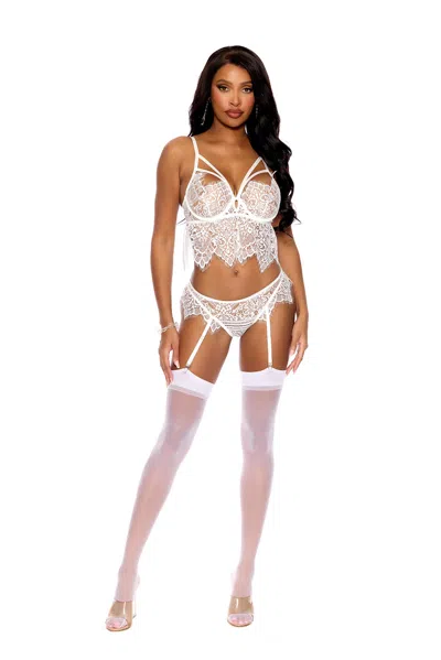 Elegant Moments Eyelash Lace Cami Top With Underwire Demi Cups, Strappy Front Detail, Keyhole Front, Adjustable Stra In White