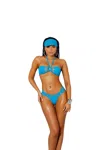 Elegant Moments Lycra Bikini Top And Matching G-string - One Size- Turquoise In Blue