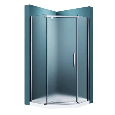 Elegant Neo-angle Corner Shower Enclosure, Pivot Door With 6mm Tempered Glass,38"w*38"d*72"h In Chrome
