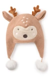 Elegant Baby Fawn Faux Fur Lined Aviator Hat In Brown