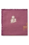 Elegant Baby Forest Family Cotton Knit Blanket In Dark Violet