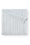 Elegant Baby Horseshoe Cable Knit Cotton Blanket In Pale Blue