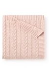 Elegant Baby Horseshoe Cable Knit Cotton Blanket In Pink