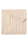 Elegant Baby Horseshoe Cable Knit Cotton Blanket In Rainy Day