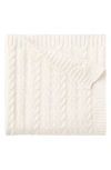 Elegant Baby Horseshoe Cable Knit Cotton Blanket In White
