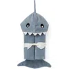 Elegant Baby Terry Velour Hooded Shark Towel In Slate Gray