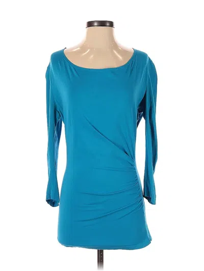 Pre-owned Elegantees 3/4 Sleeve Top Teal Sweetheart Neckline Tops In Blue