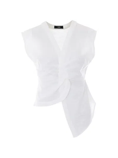 Eleh Asymmetric Draped Top In White