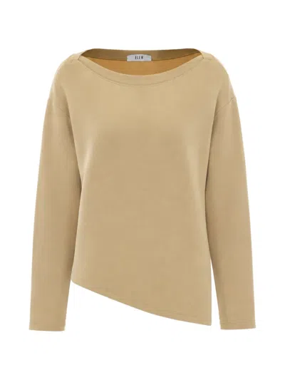 Eleh Asymmetric-hem Long-sleeve T-shirt In Yellow