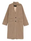 Eleh Attached-scarf Buttoned Coat In Brown