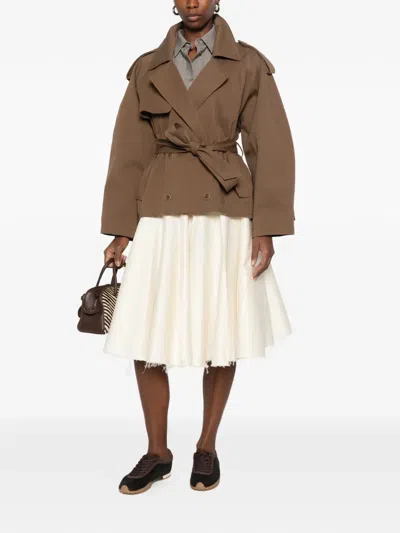 Eleh Belted Double-breasted Jacket In Brown