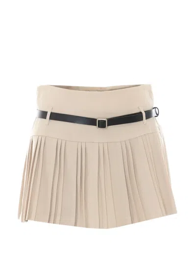 Eleh Belted Pleated Mini Skirt In Neutral