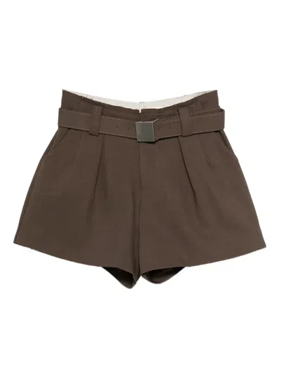 Eleh Belted Pleated Shorts In Brown
