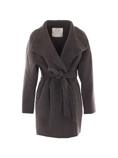 Eleh Belted Shawl-collar Coat In Purple