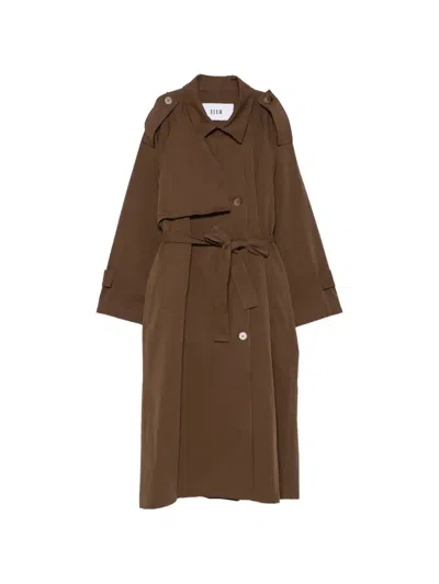 Eleh Belted Storm-flap Trench Coat In Brown
