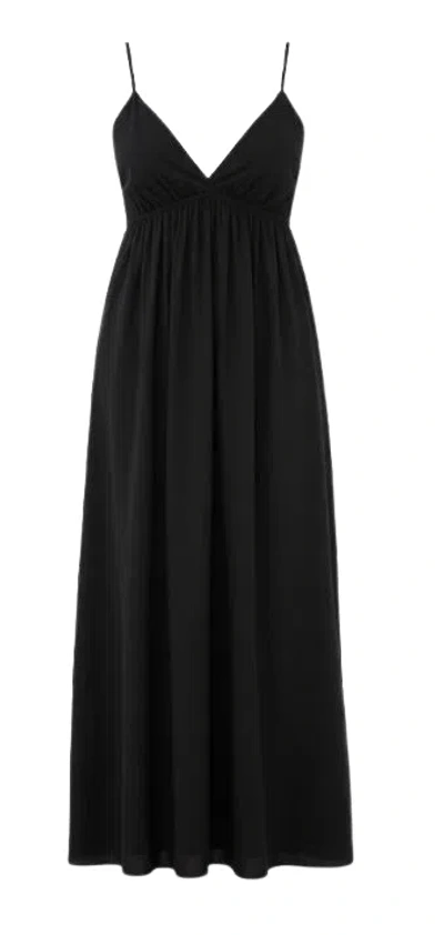 Eleh Black Gathered Detail Dresses In Blue