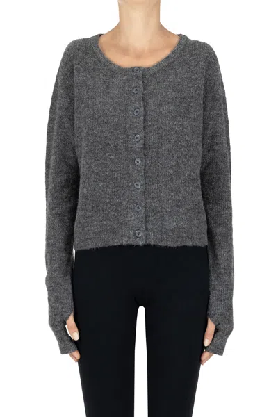 Eleh Bouclè Knit Cardigan In Charcoal