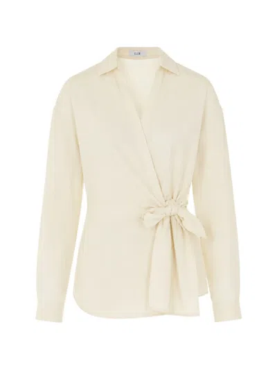 Eleh Bow-detail Wrap Shirt In Neutral