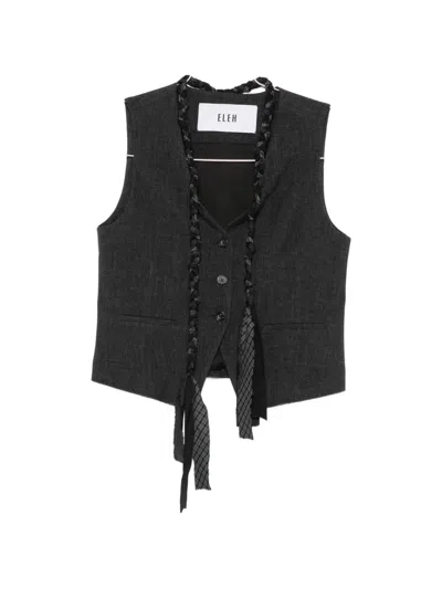 Eleh Braided-trim Sleeveless Waistcoat In Black