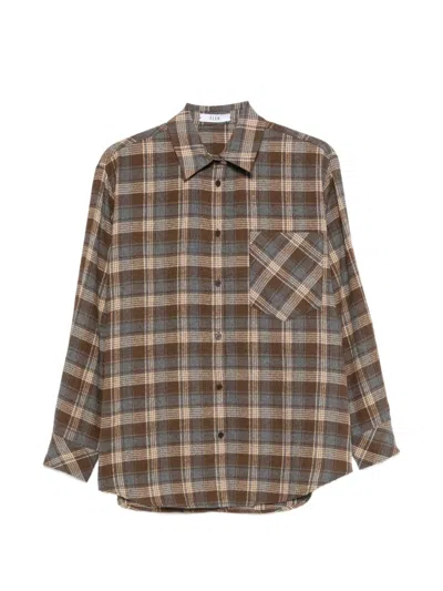 Eleh Brown And Grey Checked Cotton Shirt