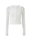 Eleh Button Ribbed Top In White