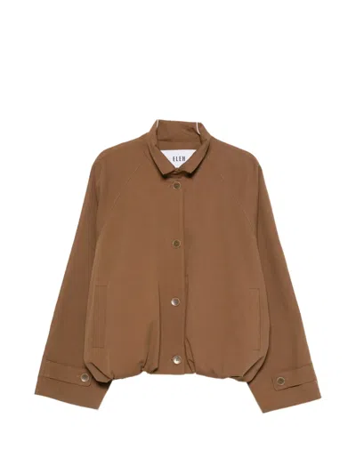 Eleh Button-up High-neck Jacket In Brown